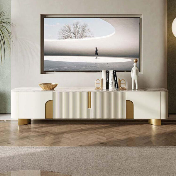 Kartgo Elegant Curved Marble TV Unit - Image 4