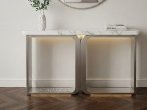 Modern Marble Console Table with Designer Metal Base – Luxury Entryway Console Table | Kartgo