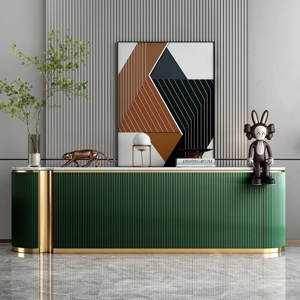 Kartgo Luxe Emerald Fluted TV Cabinet (White Marble Top)