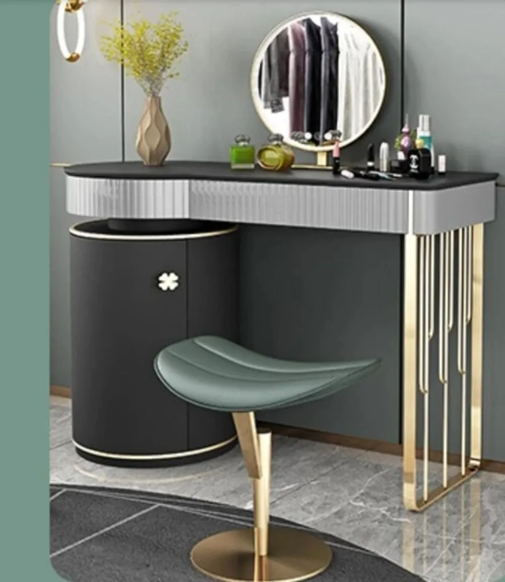 Kartgo White Floating Dressing Table (Integrated Storage & Sculptural Leg) - Image 3
