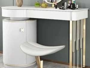 Kartgo White Floating Dressing Table (Integrated Storage & Sculptural Leg)
