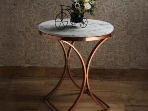 Kartgo Lyra Arch Side Table (Marble & Rose Gold)