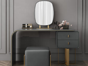 Kartgo Slate Grey 2-Drawer Vanity Chest (Vegan Leather Wrap)
