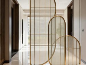 Kartgo Designer Triple-Arch Capsule Partition (Fluted Glass)