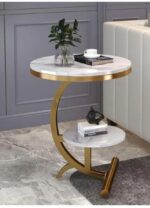 Kartgo Crescent Curve Side Table (Marble & Sculptural Gold)