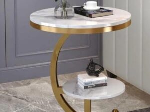 Kartgo Crescent Curve Side Table (Marble & Sculptural Gold)