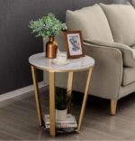Kartgo Tapered Zenith Side Table (Dual-Tone Marble & Gold)