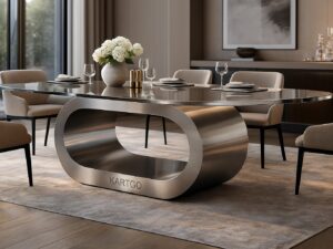 Kartgo Elliptical Dining Table (High-Gloss Chrome & Glass)