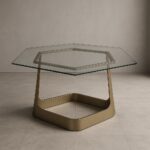 Kartgo Lattice Wave Side Table (Geometric Gold Base)