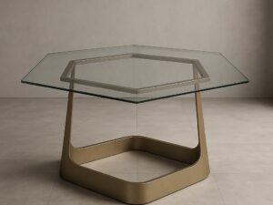 Kartgo Lattice Wave Side Table (Geometric Gold Base)