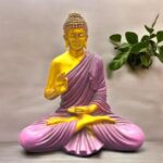 Kartgo Abhaya Mudra Divine Buddha 2 Feet Golden (Golden Aura & Royal Purple)