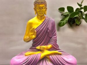 Kartgo Abhaya Mudra Divine Buddha 2 Feet Golden (Golden Aura & Royal Purple)