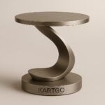 Kartgo Ribbon Twist Glass Side Table (Geometric Gold Base)