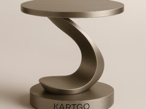 Kartgo Ribbon Twist Glass Side Table (Geometric Gold Base)