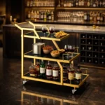 Kartgo Geometric Gold Bar Cart (Triple-Tier Service Trolley)
