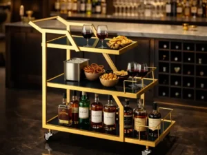 Kartgo Geometric Gold Bar Cart (Triple-Tier Service Trolley)