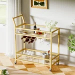 Kartgo Gold Bar Cart with Built-in Wine Storage