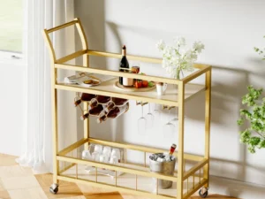 Kartgo Gold Bar Cart with Built-in Wine Storage