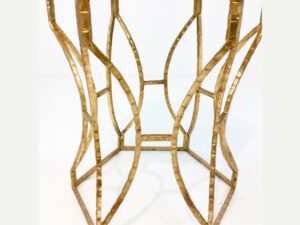 Kartgo Modern Side Table (Marble Top & Hammered Gold Base)