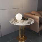 Modern Marble Top PVD Stainless Steel Round Side Table with Gold Pedestal Base | Kartgo