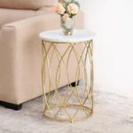 Kartgo Lattice Wave Side Table (Geometric Gold Base)