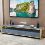 Kartgo Minimalist Nordic Sky Blue TV Console (Gold Metal Frame)