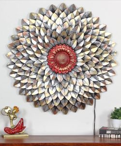 AntarYuga La Elegancia Metal Flower Wall Art with LED Lights Decorative Wall Art