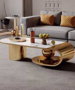 Curved based luxury designer coffee table